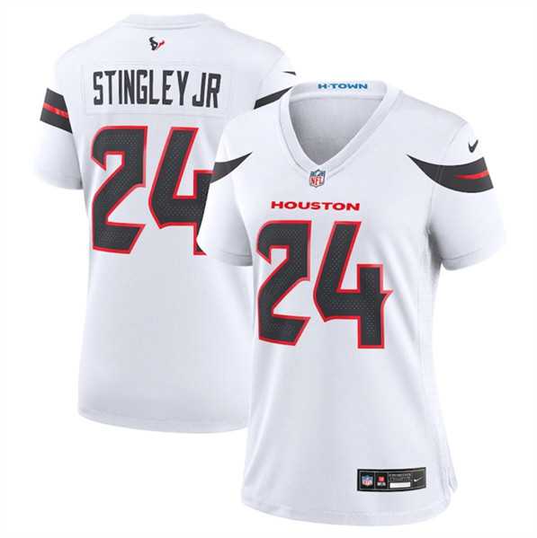 Women%27s Houston Texans #24 Derek Stingley Jr. White 2024 Stitched Jersey Dzhi